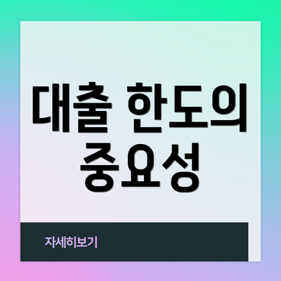 대출 한도의 중요성