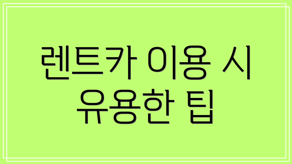 렌트카 이용 시 유용한 팁