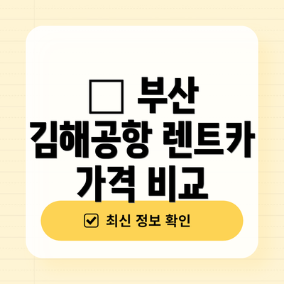 📊 부산 김해공항 렌트카 가격 비교