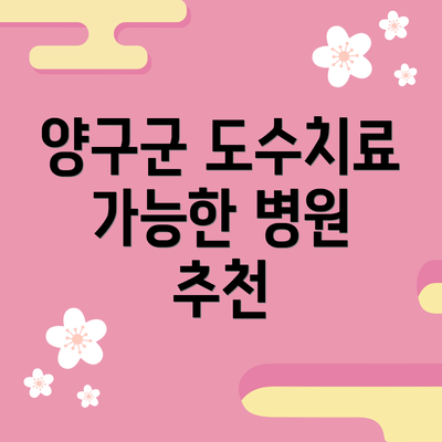양구군 도수치료 가능한 병원 추천